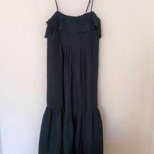 Black linen midi sundress